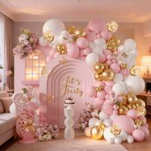 Pink And White Balloon Arch Kit, 106PCS Pink And Gold Balloon Garland Pastal Pink White Gold Confetti Balloons For Girls Birthday Baby Shower Wedding Bridal Shower Party Decorations - 粉紅色 白色 - 查看 5