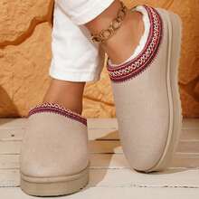 Womens Slippers Fall Winter Cotton Fuzzy Slippers Platform Slippers Mini Boots Braid Slippers Plush Fleece Lining Fuzzy Slippers Shoes Slippers Bedroom Slippers Indoor House - 卡其色 - 查看 6