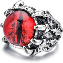 Gothic Punk Devil Evil Eye Dragon Eagle Claw Ring Retro Open Adjustable Skull Decoration Eyeball Hell Devil Motorcyclist Jewelry Halloween Costume Party Accessories - 紅色 - 查看 7