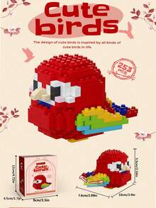 迷你鹦鹉积木套装，儿童生日礼物，动物拼装模型，迷你积木鸟类系列玩具