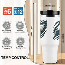 1pc Cup Holder Friendly 40oz Tumbler | Car Travel Insulated Mug with Handle | Commuter-Ready Large Water Cup - Negro - Ver 4