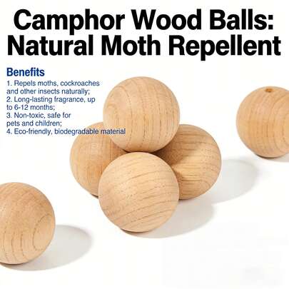 50pcs Camphor Wood Balls, Camphor Beads, Insect Repellent, Anti-Moth, Anti-Moisture, Anti-Mildew, Deodorizing, Keeps Rooms Clean And Tidy, Suitable For Long-Term Unoccupied Rooms