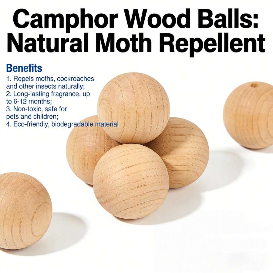 50pcs Camphor Wood Balls, Camphor Beads, Insect Repellent, Anti-Moth, Anti-Moisture, Anti-Mildew, Deodorizing, Keeps Rooms Clean And Tidy, Suitable For Long-Term Unoccupied Rooms - Apricot - View 1