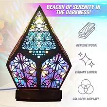 Starlight Projector Lamp,Boho Ambient Lighting Ceiling Projector Night Light, Wooden Colorful LED Lights For Bedroom Vintage Room Decor Aesthetic Unique Gifts For Christmas Halloween Birthdays - Năm mặt - Xem 2
