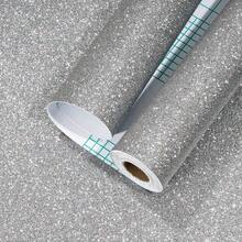 1 Roll 17.7inX196.8/118.1 Grey Glitter Wallpaper Stick And Peel Sparkling Wallpaper Vinyl Glitter Contact Paper Modern Removable Silver Glittery Bling Wallpapers Accent Wall Peel And Stick Countertops Furniture DIY - Grey - View 7