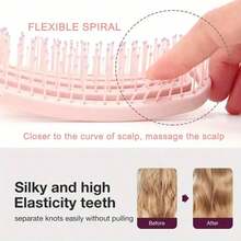 Hair Brush Dry Wet Detangling For Fine, Thick, Curly Hair - Curved And Vented Hair Brush For Women, Men  Faster Blow Drying Styling Professional Paddle Vent Detangler - 粉色 - 查看 5