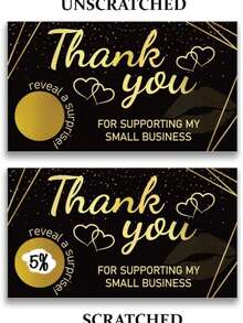 40张黑色闪光刮刮卡，带贴纸 - 空白感谢券，适用于小型企业、水疗中心、美容院和餐厅 - 彩色 - 查看 4