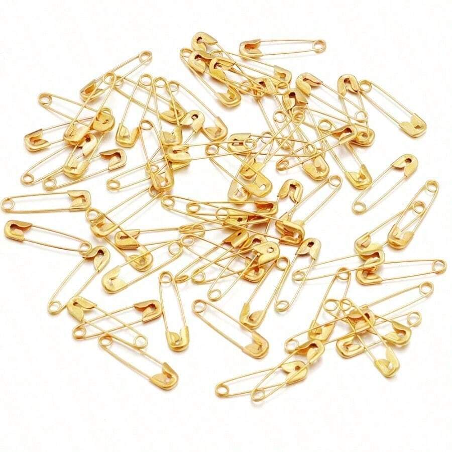 Caja de 145 broches de  dorados de 2.2 cm, herramientas de costura y accesorios para DIY, agujas de metal plateadas, broches de  grandes, pequeños broches, accesorios para ropa. - Dorado - Ver 1