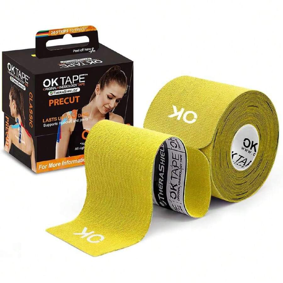 Kinesiology Tape 10 Inches Precut, 20 Strips, Cotton Elastic Athletic Tape Latex Free, 2in X 16ft, Yellow,39961002 - 黃色 - 查看 1