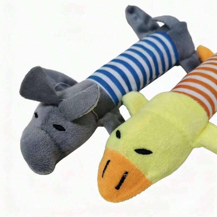 Small Pet Chew Toys For All Pets, Small Dogs & Puppies, Plush Cartoon Chew Toys, Durable, Squeaky, Stress Relief Toys - Multicolor - View 1
