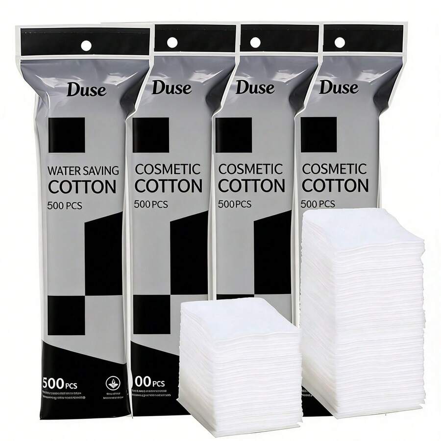 500pcs Ultra-Thin Makeup Remover Pads, Square Face, Lip & Nail Polish Remover Pads, Non-Woven Fabric, Soft & Non-Shedding - Multicolor - View 1