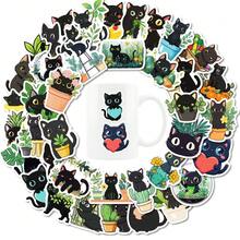 50pcs Creative Cartoon Hand-Drawn Plant & Cat Series Stickers, Suitable For Scrapbooking, Diaries, Laptops, Water Bottles, Cars, Etc. Faith-Based Design With Positive Messages, Great Gift - Multicolor - View 5
