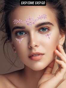 1sheet Face Gem Stickers, Acrylic Gems Stickers, Self-Adhesive Rhinestone Sticker For Party, Club,Halloween, Festival Face Decorations - Multicolor - View 5