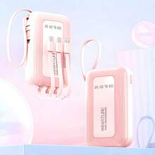 Banco de energía portátil con luz LED, Power Bank 20000mAh - Carga Rápida Batería Portátil - Pila Portatil Para Celular con Diseño en Colores Sólidos - Powerbank que Carga 5 Dispositivos Simultáneamente - Cargador Portatil Incluye 4 Cables - Pilas Portátiles de Alta Calidad para Todos los Celulares, Tabletas y Audífonos - Detalles para Navidad y Año Nuevo. - JDT-Rosa - Ver 3