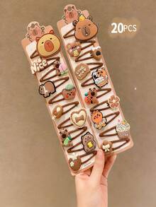 20pcs Cute Capybara Hair Clips - Colorful & Charming, Suitable For Girls - Multicolor - View 9