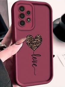 1个渐变边框多巴胺哑光可爱气球豹纹爱心图案手机壳，简约设计，柔和卡通风格，完美保护荣耀X7/三星Galaxy A56 5G/Infinix Smart 8/Infinix Hot 40/传音Spark 30C/Spark Go 2024/红米Note 14 5G/摩托罗拉Moto E22/E22i/OPPO A54等手机。 - 酒紅色 - 查看 3