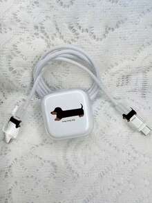 3 piezas Estuche protector transparente de 40W para cargador, Estuche protector de cargador de 17, Estuche protector de cargador de 40W, Protector de cable, Patrón de perro salchicha/gato y ovillo/3 ositos compatible con iPhone - Multicolor - Ver 4