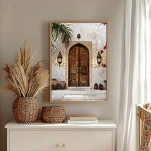 1pc Framed/Unframed Islamic Mosque Canvas Poster Boho Muslim Architecture Moroccan Door Wall Art Print Ramadan Decor Mediterranean Religious Painting For Apartment,Living Room,Bedroom,Modern Home Decoration - Multicolor - View 3