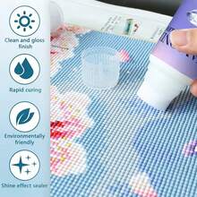 60毫升/120毫升/200毫升钻石画封胶 | 永久固定，光泽亮丽，适用于钻石画、拼图、5D钻石画拼图、手工材料 | 光滑表面 | 质地细腻，钻石画用品（附赠画笔）