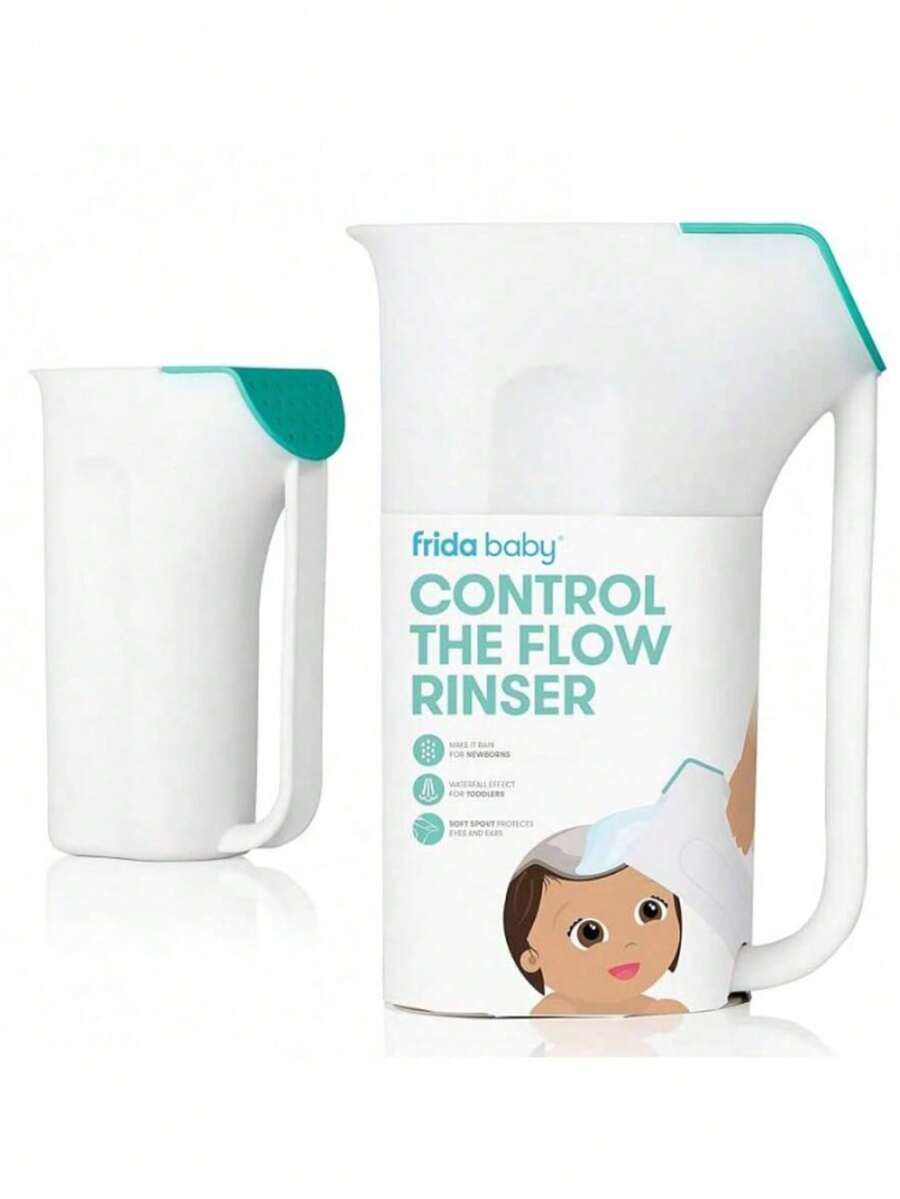 Frida Baby Control The Flow Bath Rinse Cup, Tear Free Rinser To Wash Hair And Body With Easy Grip Handle And Removable Rain Shower, Made In USA - 1 - View 1