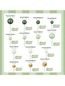 32个彩色蛋糕球装饰，DIY泡沫蛋糕球烘焙装饰，蓝紫绿粉泡沫球蛋糕装饰，适用于生日蛋糕、婚礼蛋糕、婴儿派对蛋糕、洗礼蛋糕、母亲节蛋糕、男士蛋糕（请勿让球体接触蛋糕，请使用白色管子。） - 彩色 - 查看 15