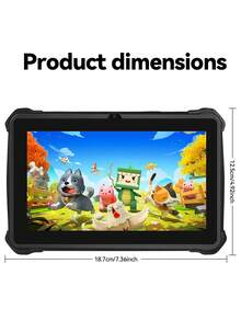 Qetupa 儿童平板电脑，7英寸儿童平板电脑，64GB ROM 4GB RAM，Android 13.0，支持2.4G WiFi、GMS、护眼屏幕、家长控制、教育应用、双摄像头、防震外壳和游戏。 - 黃色 - 查看 6