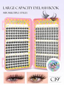 240-300 Pcs Fairy Lashes Volume Mixed Tray Lashes Cluster Kit Fox Eye Eyelashes Natural Look Cluster Lashes Individual Eyelashes Clusters C Curl Wispy Segmented False Eyelashes Large Capacity Eyelash Book Including 6 Styles Free To Match Eyelash Extension - Black - View 7