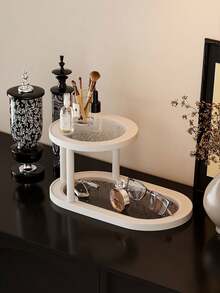 1 chiếc kệ trưng bày để bàn hình tròn kiểu retro, hai tầng, đa năng dùng để đựng nước hoa, son môi, trang sức, mỹ phẩm, cốc nhỏ, phù hợp với bàn làm việc văn phòng, quầy bar, bàn trang điểm, lối vào, nhà bếp và nhiều nơi khác. - Nhiều màu - Xem 6