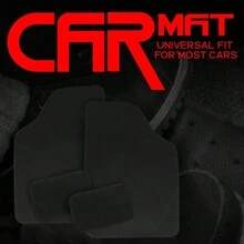 Universal Car Or Van Floor Mats 4PC Set Non Slip Carpet With Black Edging - Black - View 3