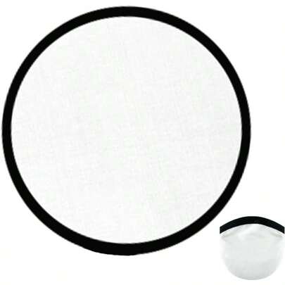 1PC Foldable Flying Disc Fans With Bags, 9.8'' Handheld Black Egde Fabric Folding Fan Outdoor Game Activities Birthday Party Favors End Of Year Student Gifts, White