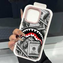 Money Phone Case, Aggressive Style, For Compatible With IPhone 17/17pro/17promax/17Air/Iphone16/16pro/16plus/16promax/15/15promax/15pro/11/12/13/14promax/12mini/13mini/11pro/11promax/12pro/12promax/13pro/13promax/14pro/14promax, Dollars And Shark Mouth Gift, Wealth Aesthetic Design Present For Him, Rich Lifestyle Gift - 淺粉色 - 查看 2