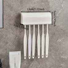 6-Slot Toothbrush Holder With Cover, Self-Adhesive Wall Mount, Suitable For Bathroom, Dorm, And Shower, Holds Up To 6 Toothbrushes, No Power Needed, Great Accessory - Multicolor - View 2