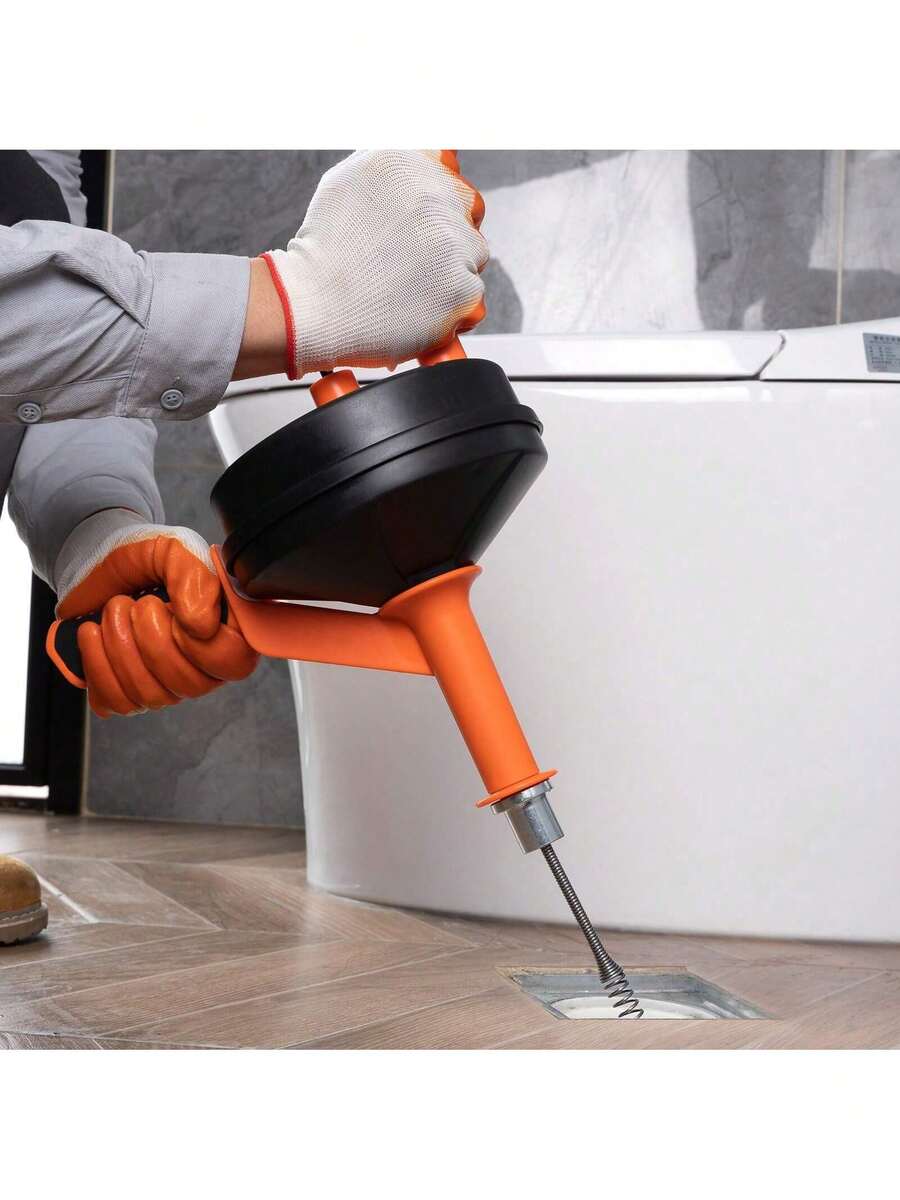 Drain Auger 25Ft, Plumbing Snake With Drill Attachment, Plumbers Snake Drain Clog Remover For Kitchen Bathroom Shower Sink With Protective Hose And Gloves - Orange - View 1