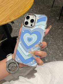 1pc Valentine's Day Blue Heart & Star Pattern Metal Frame Shockproof TPU Phone Case, Suitable As Gift Compatible With Apple Xs/Xsmax/Xr/11 12 13 14 15 16 17pro/Promax/14 15 16plus - Multicolor - View 2