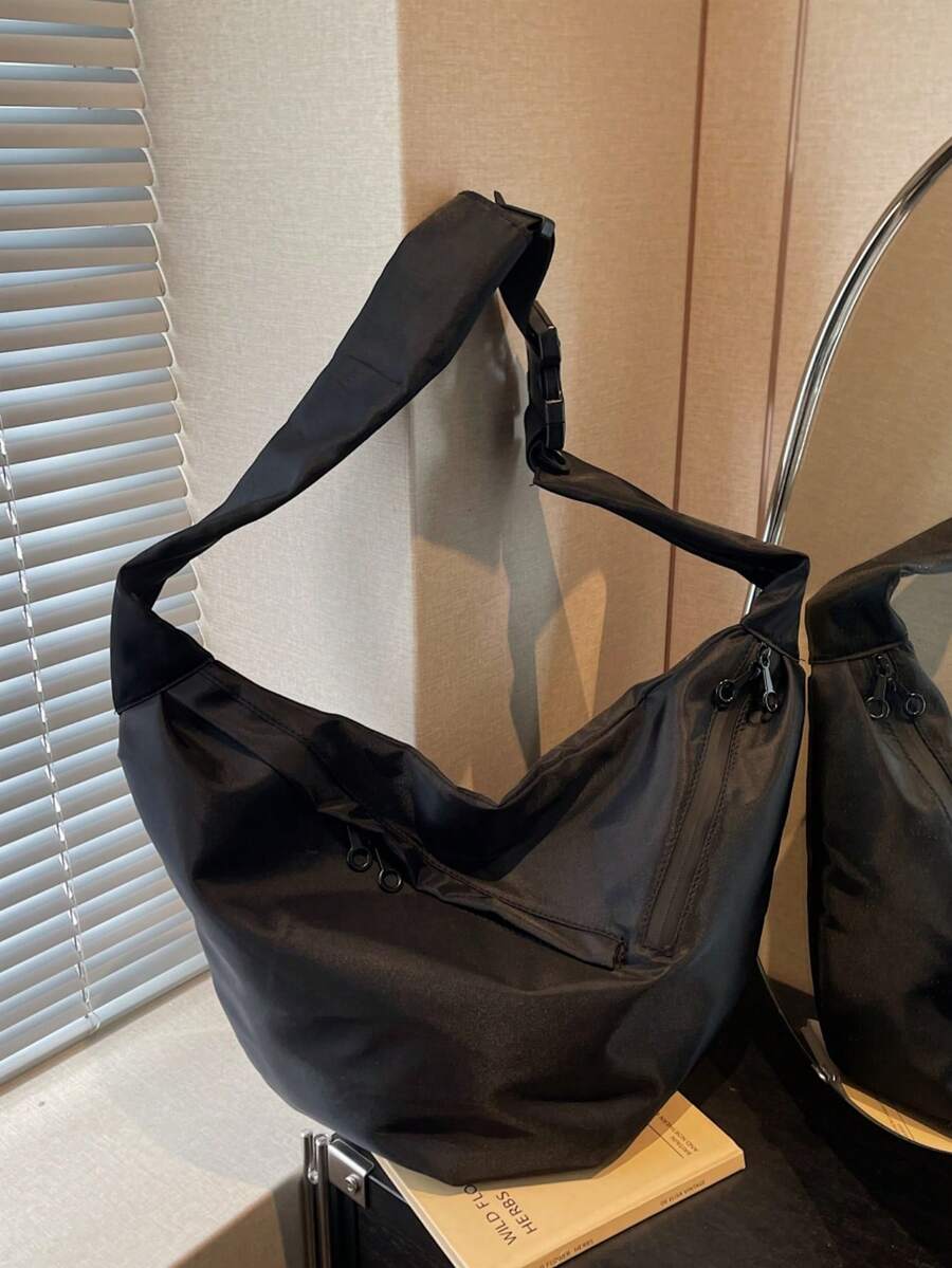 Men's Solid Color Casual Messenger Bag With Large Capacity, Suitable For Daily Commute - Multicolor - View 1