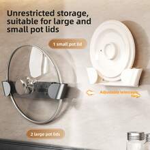 Adjustable Wall Mounted Pot Lid Rack, No Drilling Required Kitchen Wall Storage Rack, Adjustable Cutting Board & Dish Drainer