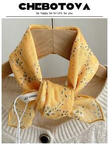 1条女士纹理小围巾/手帕/头巾，多功能印花亚麻围巾/颈巾/手帕，欧美风格，适合夏季沙滩裙 - 彩色 - 查看 21