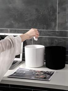 Plastic Trash Can Waterproof Striped Trash Bin For Storing Fruit Peel And Paper Scraps Stain Resistant Waste Basket Durable Garbage Storage Bucket For Women Men For Offices Dorm Bedrooms Kitchens Bathrooms And Living Rooms Waste Container Bathroom Kitchen Accessory Home Decor Essentials Room Decor - Multicolor - View 10