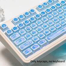 136键猫眼蓝/粉键帽，Cherry原厂高度双色注塑半透明PBT键帽，带背光磁吸轴，适用于61/68/75/87/98/104键机械键盘 - 藍色 - 查看 4