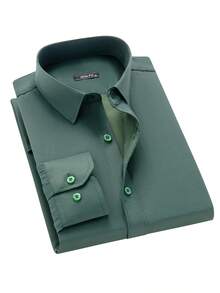 Rand paul Men's Breathable, Non-Sticky Dress Shirt, Easy To Wash And Dry, Ideal For Work, Meetings, And Everyday Wear - 深綠色 - 查看 5