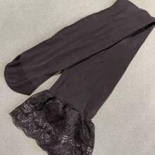 Kit Of 1 Pair Of Ultra-Thin Logo Tights For Women With Lace, Glitter, Silicone, Non-Slip, Long Stockings. - 黑色 - 查看 3