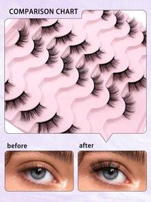 ENCHUW 16 Pairs Half Eye False Eyelashes,Natural Fluffy Lashes,Cat Eye Lashes End Eye Elongated Lashes For Daily Wear - Black - View 4