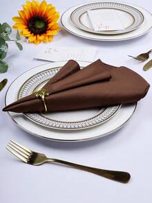 6/10/12/24/50pcs Brown Cloth Napkins Dinner Napkins Bulk 14*14/17*17/20*20 Inch Washable 100% Polyester Fabric Cloth Table Napkins With Stitched Edges Ideal For Hotel Restaurant, Holiday Parties Wedding - Brown - View 3