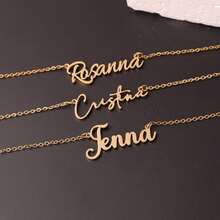 Custom Name Necklace For Women Personalised Cursive Letter Pendant Stainless Steel Jewelry Men Chain Choker Collar Valentine's Day Gift - Multicolor 3 - View 2