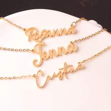 Custom Name Necklace For Women Personalised Cursive Letter Pendant Stainless Steel Jewelry Men Chain Choker Collar Valentine's Day Gift - Multicolor 3 - View 4