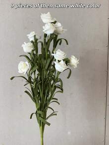 1 pieza/3 piezas Flores de rosa artificiales, decoración del hogar, regalo para el Día de San Valentín, cumpleaños, graduación - Blanco - Ver 10