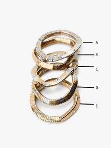 5件套欧美风金银色弹力绳手链，简约ins风时尚手链套装，适合女性日常佩戴 - 彩色 - 查看 6