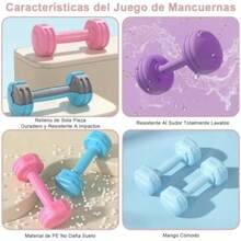 Set de Mancuernas Fitness de Gráfico con Base Soporte 6Pzs, 1,2,3kg Mancuerna Gimnasio 3 Colores Anti-Ruedo Antideslizante, Mancuerna de Pilate para Mujer Ejercicio de Fuerza en Casa Gimnasio(default) - Multicolor - Ver 5