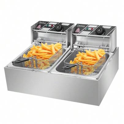 Replace the old encoding 99495447 EH82 5000W MAX 110V 12.7QT/12L Stainless Steel Double Cylinder Electric Fryer US Plug