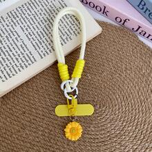 1pc Solid Color Sunflower Pendant Phone Lanyard Wrist Strap, Cute Phone Wrist Strap With Drawstring, Phone Pendant Strap, Suitable For Universal Phone Cases DIY Detachable Pad, Unisex Portable Anti-Lost Anti-Drop Wristband - Multicolor - View 5